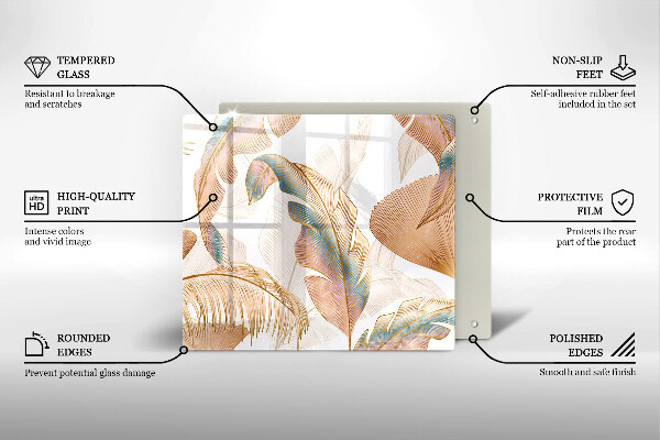 Kitchen worktop saver Boho feathers and leaves