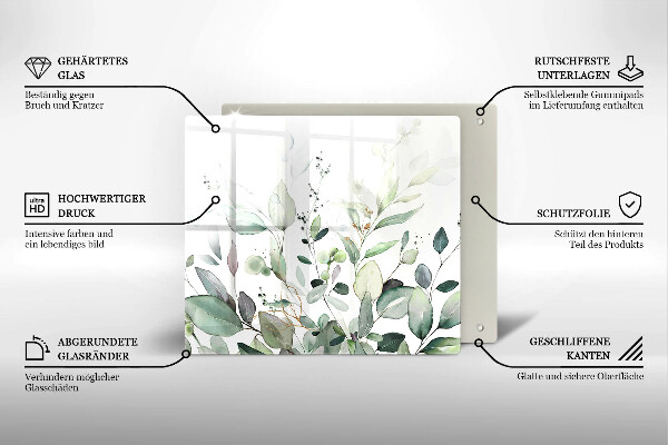 Induction hob cover Watercolor plants
