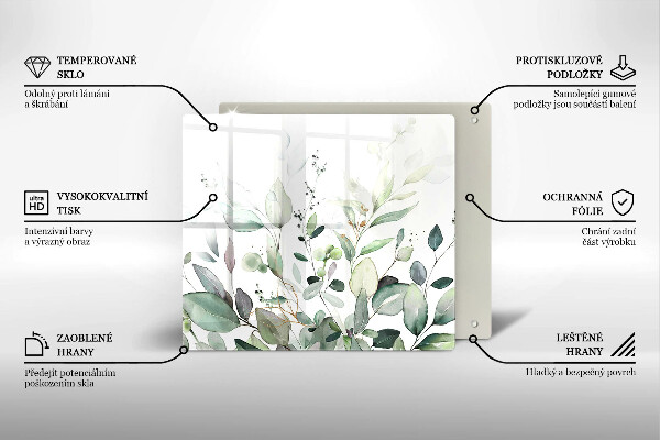 Induction hob cover Watercolor plants