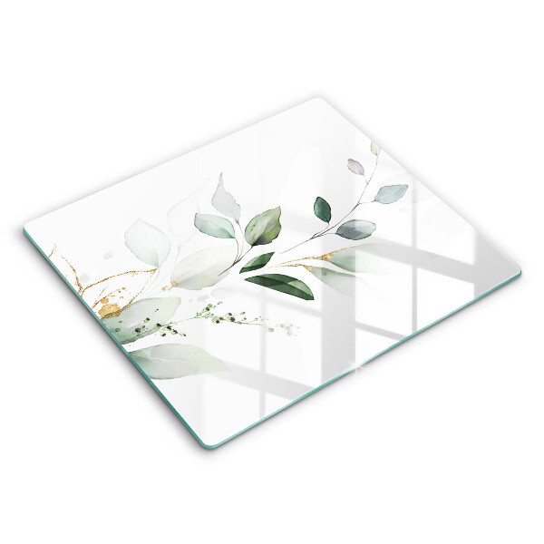 Induction hob cover Watercolor leaves