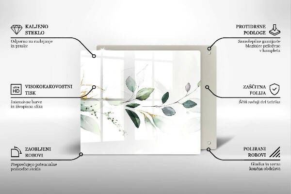 Induction hob cover Watercolor leaves