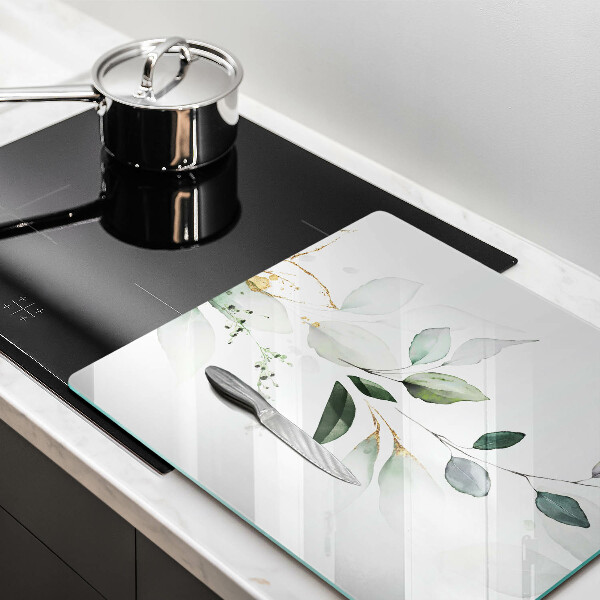 Induction hob cover Watercolor leaves
