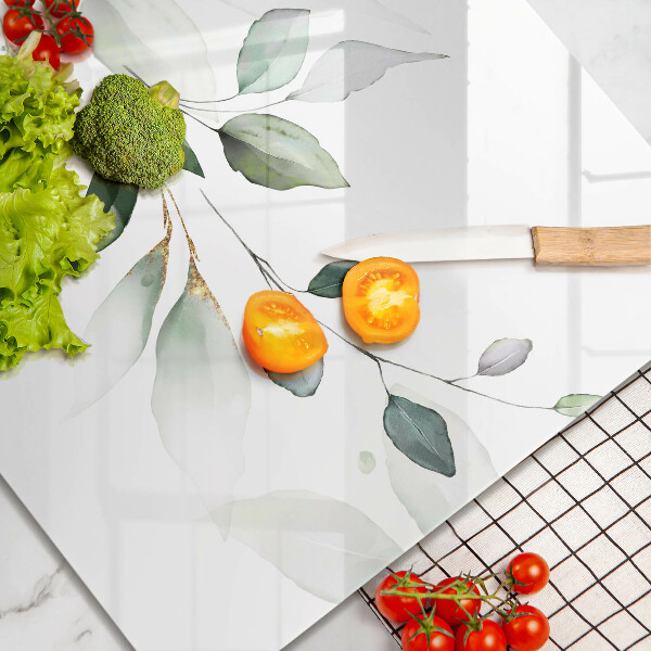 Induction hob cover Watercolor leaves