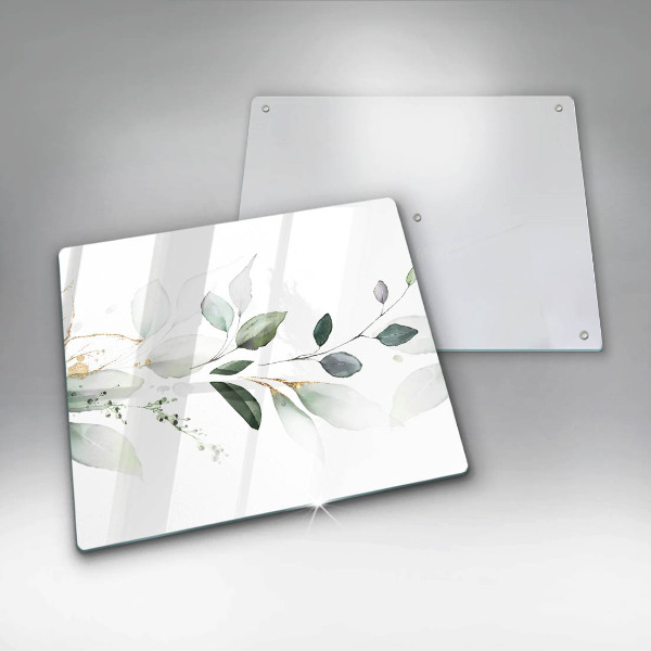 Induction hob cover Watercolor leaves