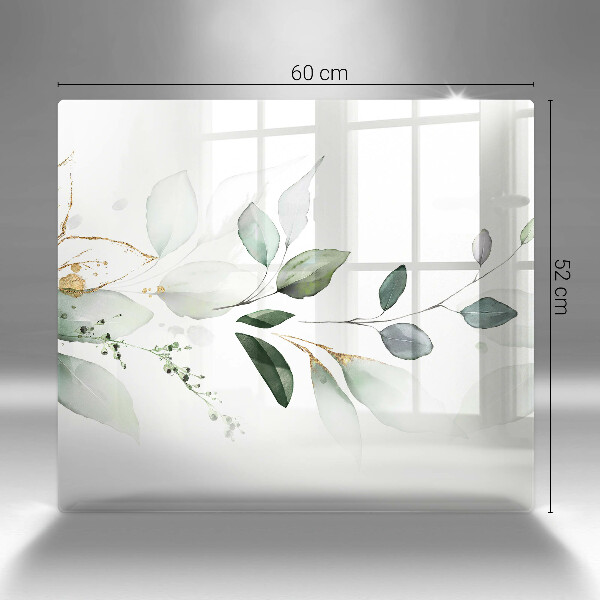 Induction hob cover Watercolor leaves