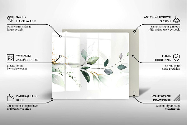 Induction hob cover Watercolor leaves