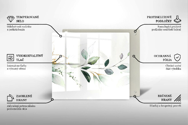 Induction hob cover Watercolor leaves