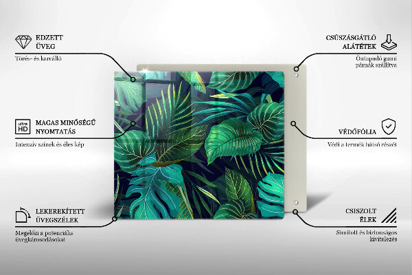 Induction hob cover Illustration of the jungle leaves