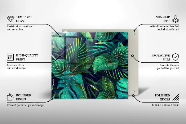 Induction hob cover Illustration of the jungle leaves