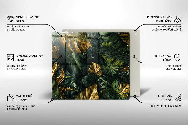 Kitchen worktop saver Monstera golden leaves