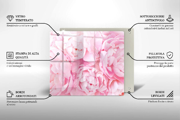 Worktop heat protector Delicate peonies