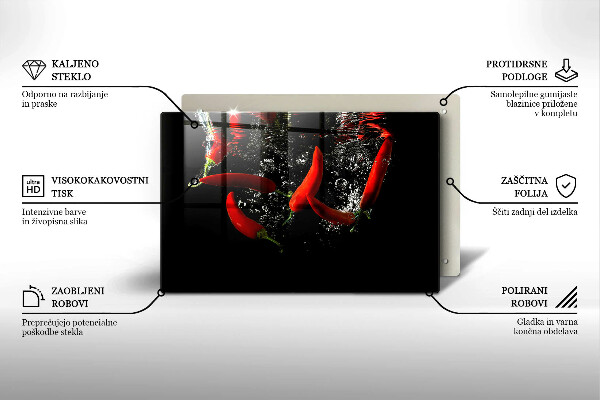 Induction hob protector Chili peppers in water