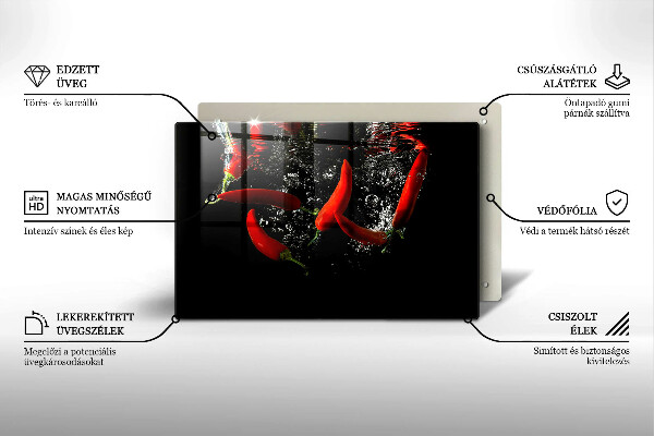 Induction hob protector Chili peppers in water