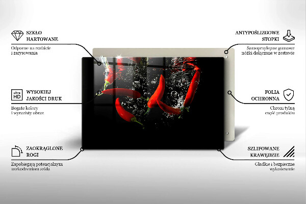 Induction hob protector Chili peppers in water
