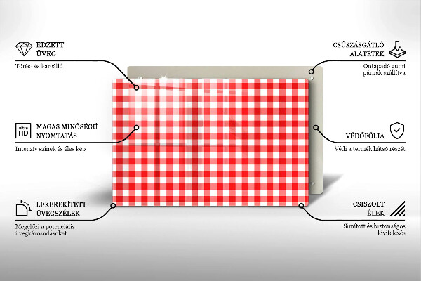 Kitchen worktop saver Red white grille