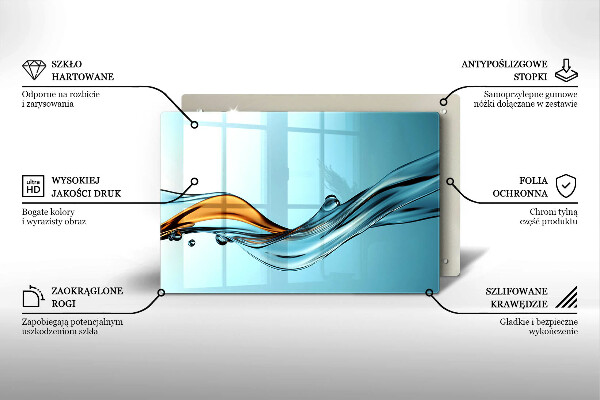 Kitchen worktop saver Water on a blue background