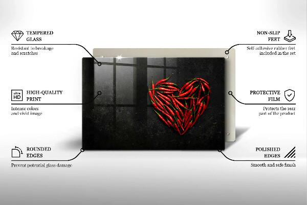 Worktop saver Chili peppers heart