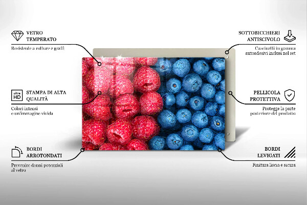Work surface savers Fruit of raspberry and blueberries