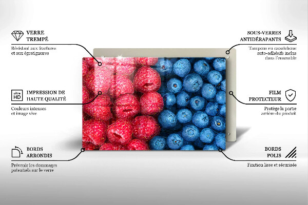 Work surface savers Fruit of raspberry and blueberries