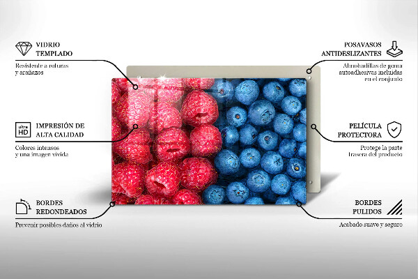 Work surface savers Fruit of raspberry and blueberries