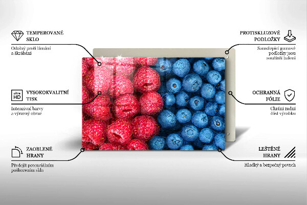 Work surface savers Fruit of raspberry and blueberries