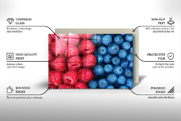 Work surface savers Fruit of raspberry and blueberries