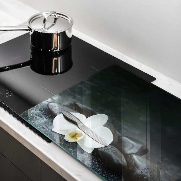 Induction hob protector White flower stones Zen