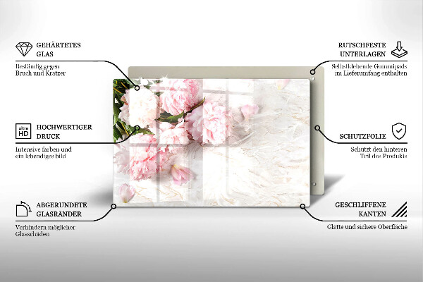 Induction hob protector Delicate roses flowers