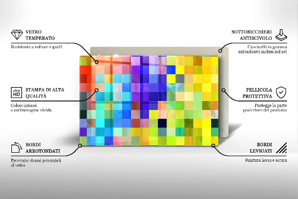 Worktop protector Colorful squares pixels