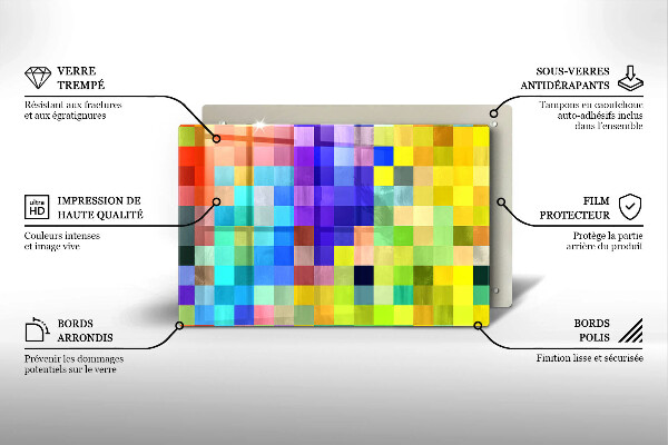 Worktop protector Colorful squares pixels