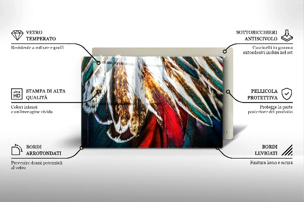 Induction hob protector Boho bird feathers