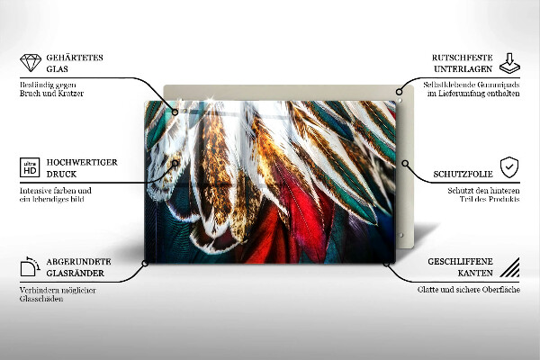 Induction hob protector Boho bird feathers