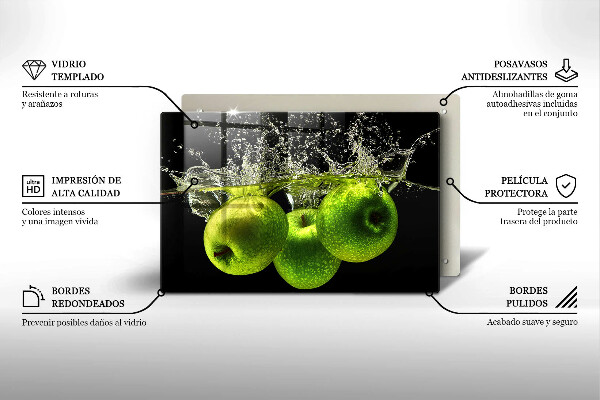 Induction hob protector Green apples and water