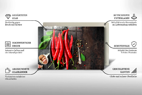 Induction hob protector Red chili peppers