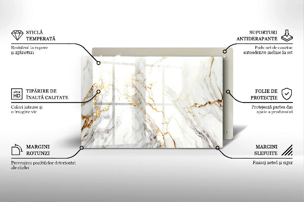 Worktop saver Light marble with gold