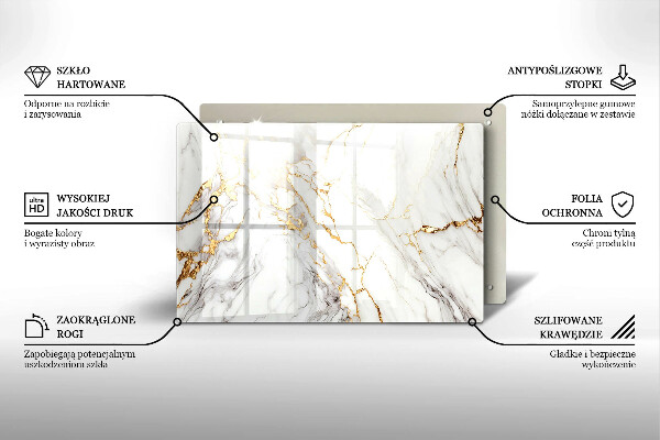 Worktop saver Light marble with gold