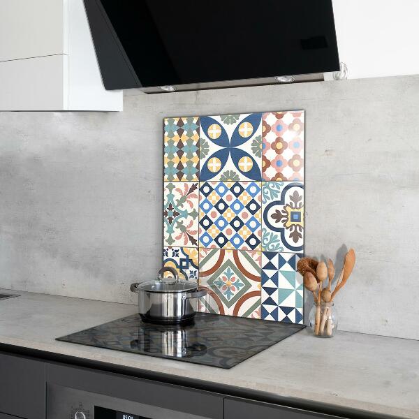 Glass splashback Portuguese mosaic ornaments