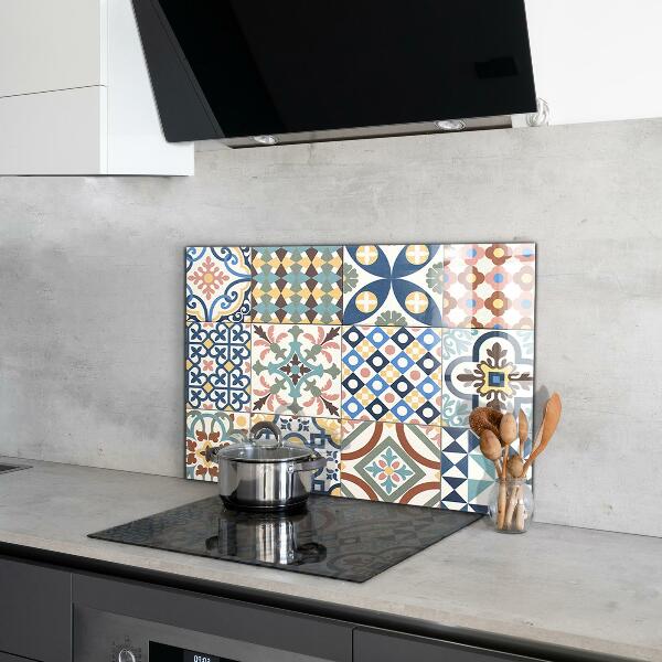 Glass splashback Portuguese mosaic ornaments