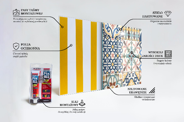 Glass splashback Portuguese mosaic ornaments