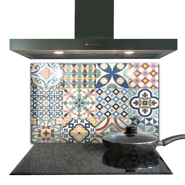 Glass splashback Portuguese mosaic ornaments