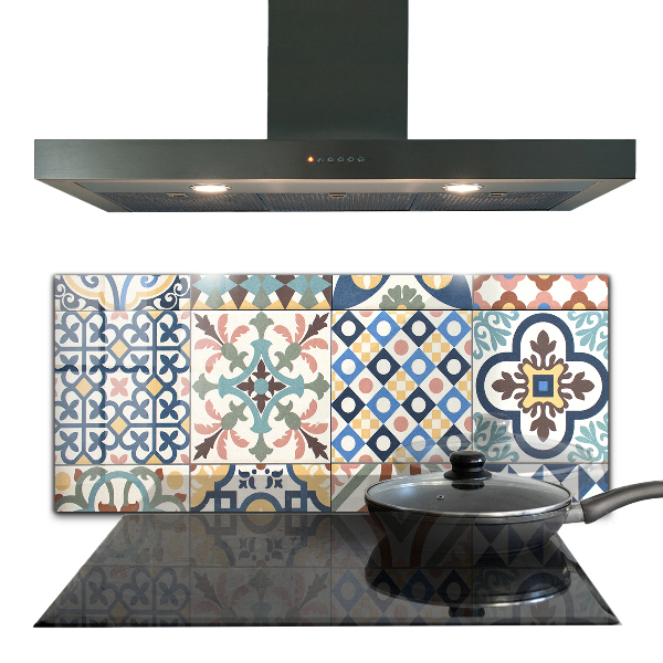 Glass splashback Portuguese mosaic ornaments