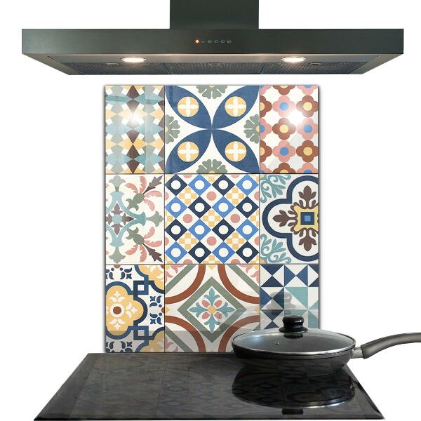 Glass splashback Portuguese mosaic ornaments
