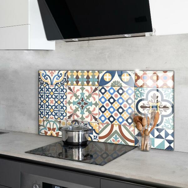 Glass splashback Portuguese mosaic ornaments