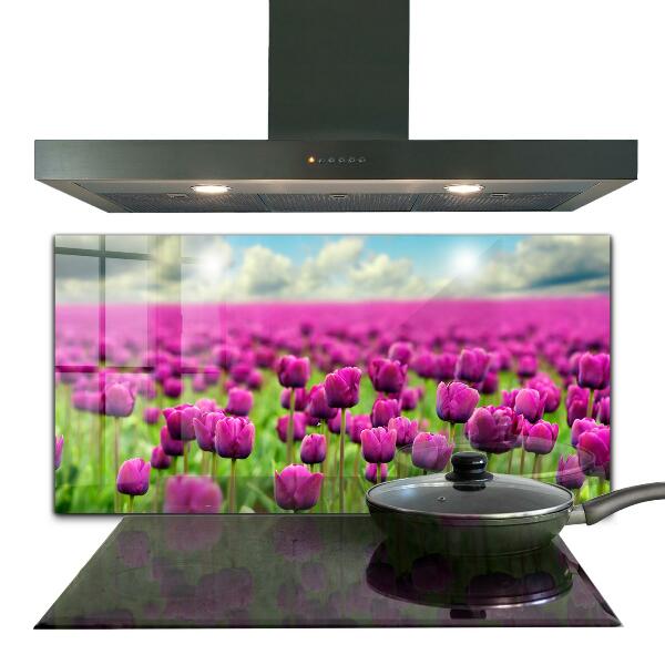 Kitchen splashback Field of pink tulips meadow