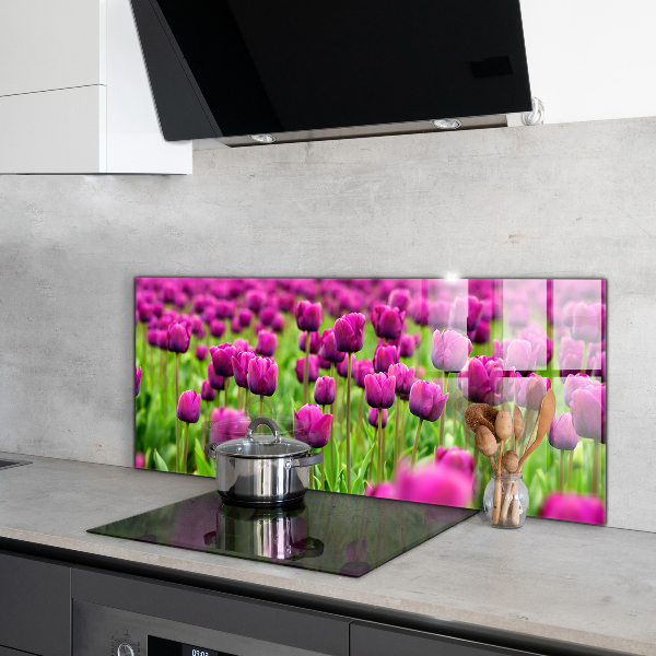 Kitchen splashback Field of pink tulips meadow