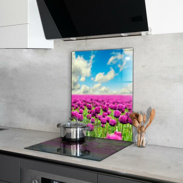 Kitchen splashback Field of pink tulips meadow