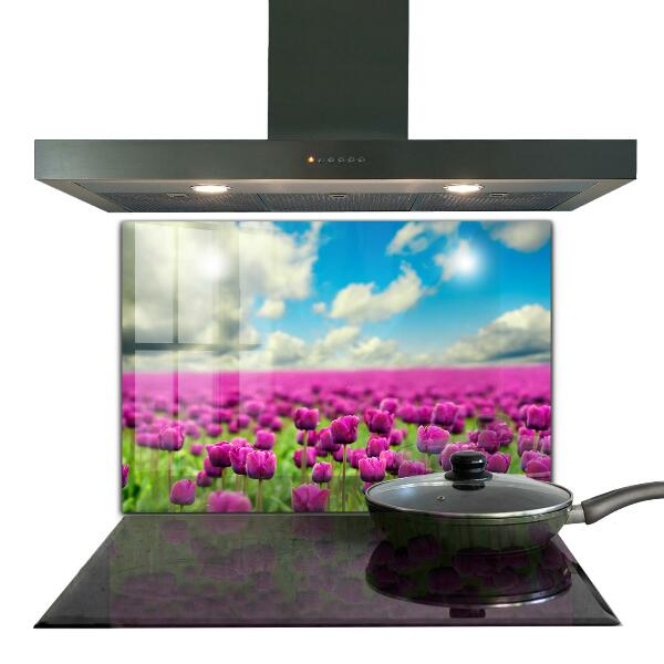 Kitchen splashback Field of pink tulips meadow