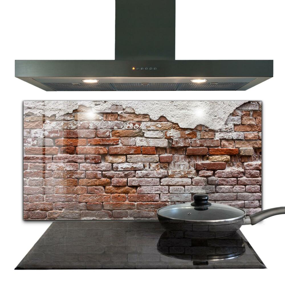 Glass splashback Stone brick wall