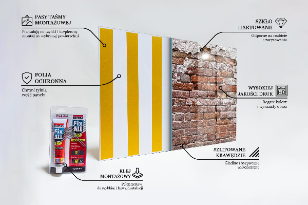 Glass splashback Stone brick wall