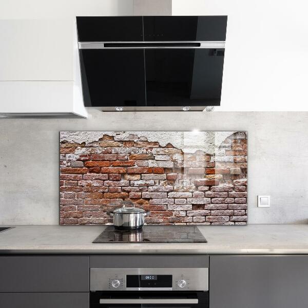 Glass splashback Stone brick wall